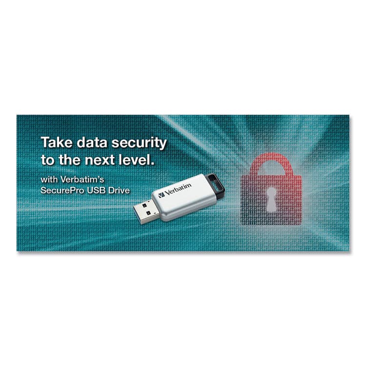 VERBATIM CORPORATION Store 'n' Go Secure Pro USB Flash Drive with AES 256 Encryption, 128 GB, Silver (VER70057) thumbnail 2