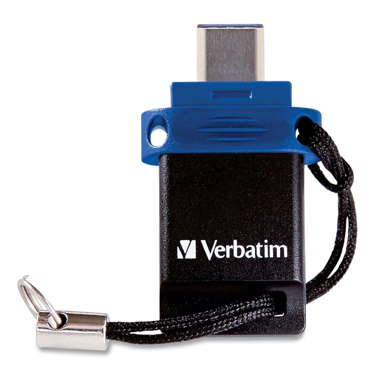 VERBATIM CORPORATION Store n' Go Dual USB 3.0 Flash Drive for USB-C Devices, 64 GB, Blue (VER99155) thumbnail 2
