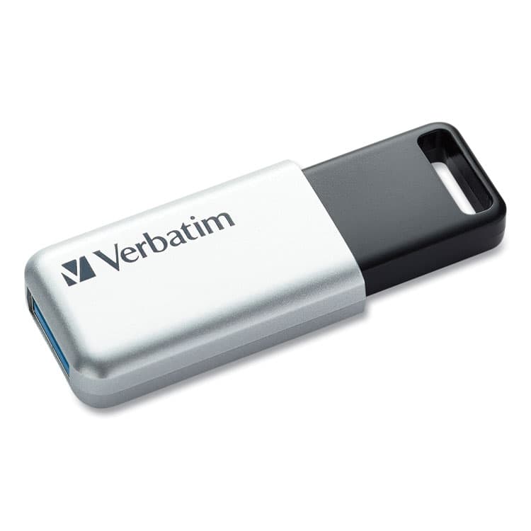 VERBATIM CORPORATION Store 'n' Go Secure Pro USB Flash Drive with AES 256 Encryption, 128 GB, Silver (VER70057) thumbnail 3