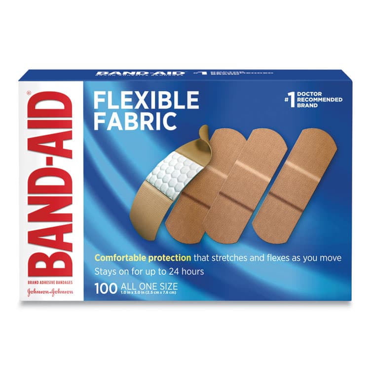 JOHNSON & JOHNSON Flexible Fabric Adhesive Bandages, 1 x 3, 100/Box (JOJ4444)