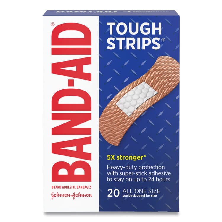 JOHNSON & JOHNSON Flexible Fabric Adhesive Tough Strip Bandages, 1 x 3.25, 20/Box (JOJ4408)