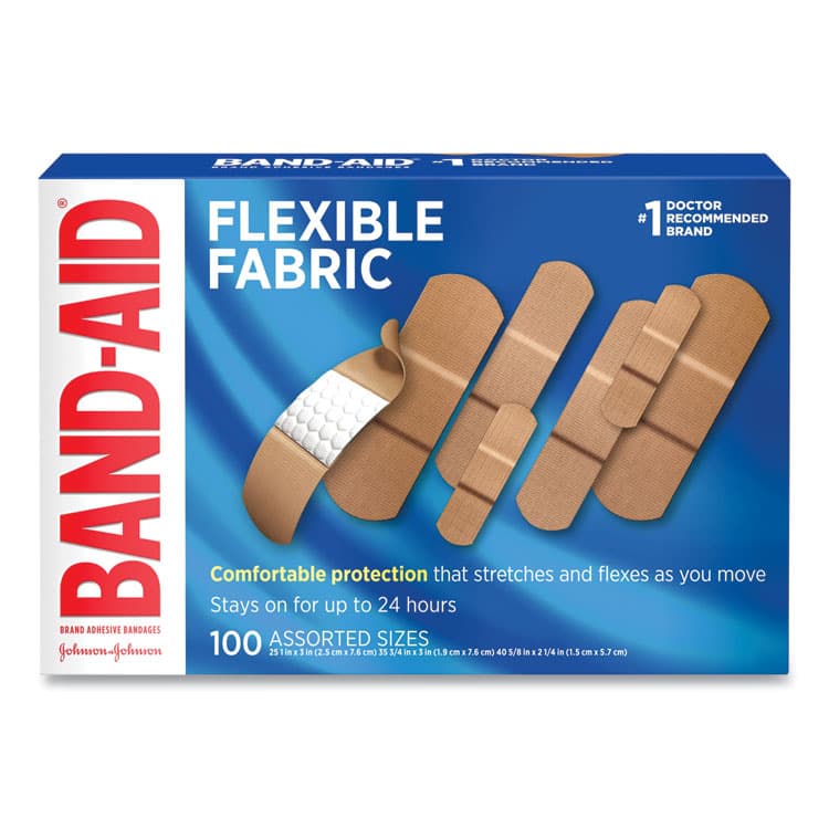 JOHNSON & JOHNSON Flexible Fabric Adhesive Bandages, Assorted, 100/Box (JOJ11507800)