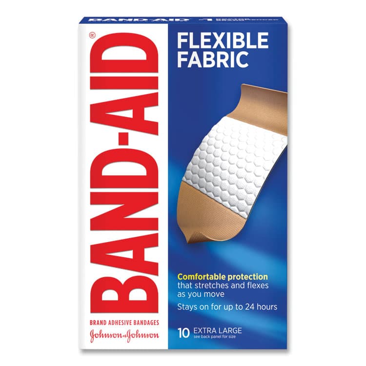 JOHNSON & JOHNSON Flexible Fabric Extra Large Adhesive Bandages, 1.75 x 4, 10/Box (JOJ5685)