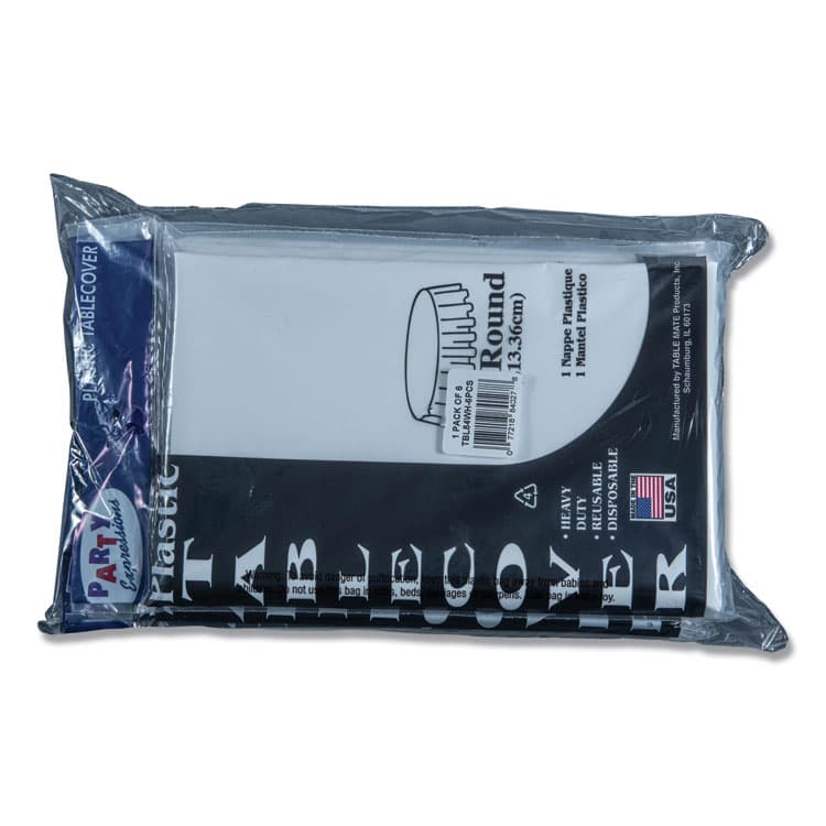 TABLEMATE PRODUCTS, CO. Table Set Round Table Cover, Plastic, 84" Diameter, White, 6/Pack (TBL84WH) thumbnail 2
