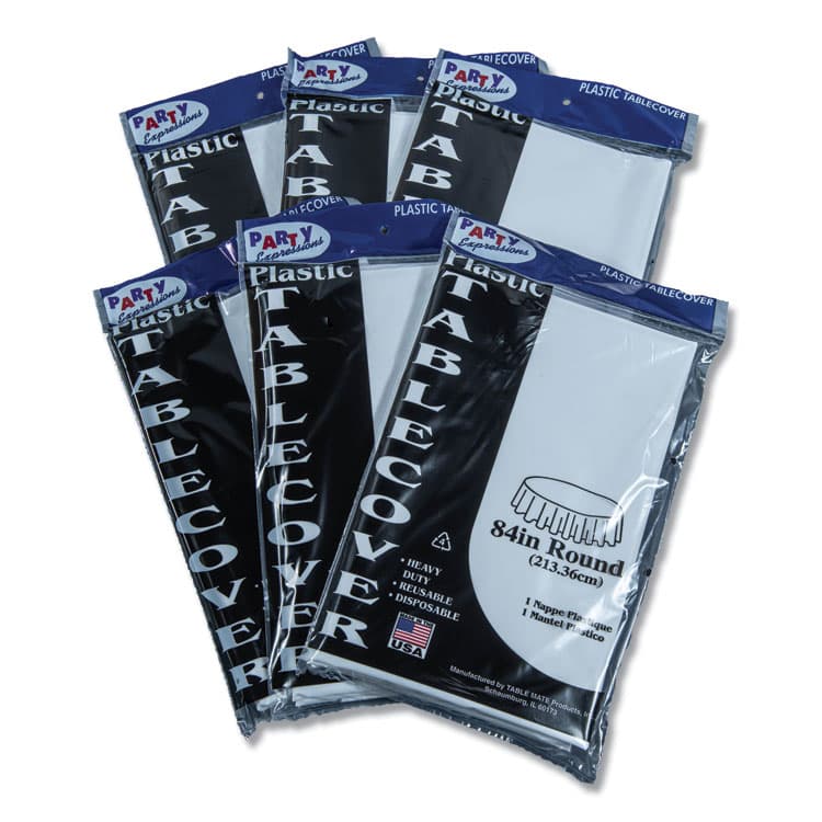 TABLEMATE PRODUCTS, CO. Table Set Round Table Cover, Plastic, 84" Diameter, White, 6/Pack (TBL84WH) thumbnail 3