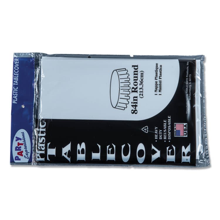 TABLEMATE PRODUCTS, CO. Table Set Round Table Cover, Plastic, 84" Diameter, White, 6/Pack (TBL84WH) thumbnail 4