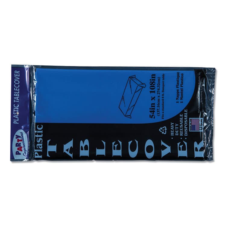 TABLEMATE PRODUCTS, CO. Table Set Rectangular Table Cover, Heavyweight Plastic, 54" x 108", Blue, 6/Pack (TBL549BL) thumbnail 4