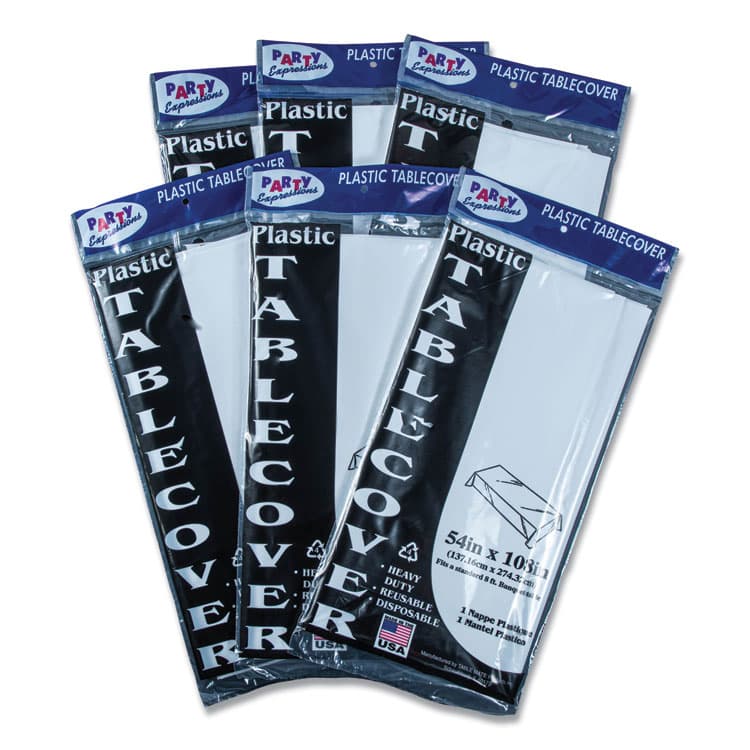 TABLEMATE PRODUCTS, CO. Table Set Rectangular Table Cover, Heavyweight Plastic, 54" x 108", White, 6/Pack (TBL549WH) thumbnail 3