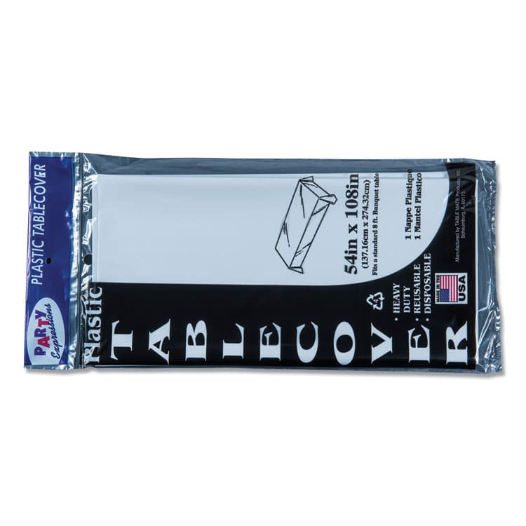 TABLEMATE PRODUCTS, CO. Table Set Rectangular Table Cover, Heavyweight Plastic, 54" x 108", White, 6/Pack (TBL549WH) thumbnail 4