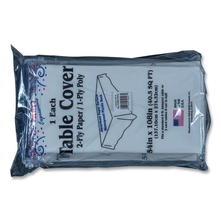 TABLEMATE PRODUCTS, CO. Table Set Poly Tissue Table Cover, 54" x 108", White, 6/Pack (TBLPT549WH) thumbnail 2