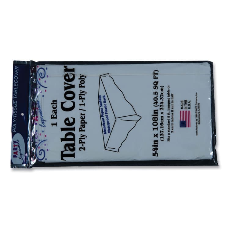 TABLEMATE PRODUCTS, CO. Table Set Poly Tissue Table Cover, 54" x 108", White, 6/Pack (TBLPT549WH) thumbnail 4