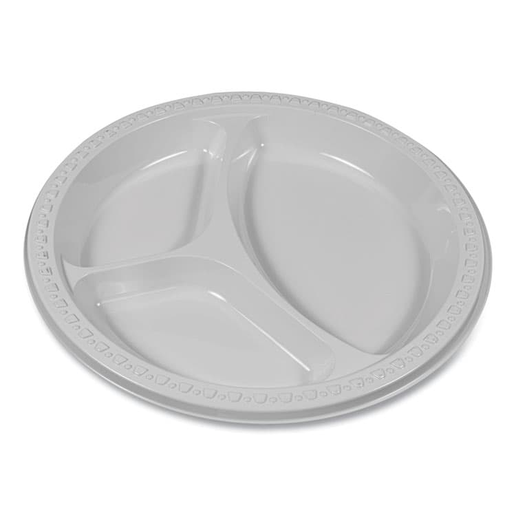 TABLEMATE PRODUCTS, CO. Plastic Dinnerware, 3-Compartment Plates, 9" dia, White, 125/Pack (TBL19644WH) thumbnail 4