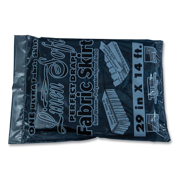 TABLEMATE PRODUCTS, CO. Table Set Linen-Like Table Skirting, Polyester, 29" x 14 ft, Black (TBLLS2914BK) thumbnail 2