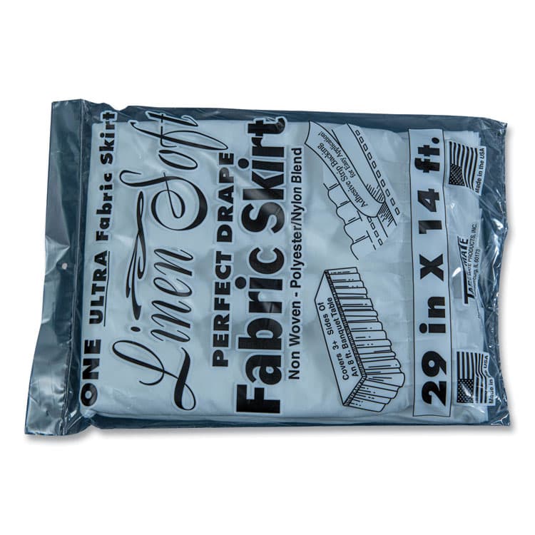 TABLEMATE PRODUCTS, CO. Table Set Linen-Like Table Skirting, Polyester, 29" x 14 ft, White (TBLLS2914WH) thumbnail 3