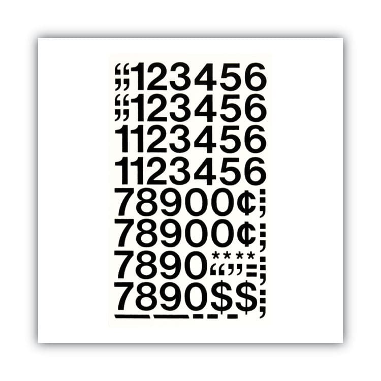 CHARTPAK/PICKETT Press-On Vinyl Self-Adhesive Numbers, 1" Tall, Black Characters, 44/Pack (CHA01130) thumbnail 2