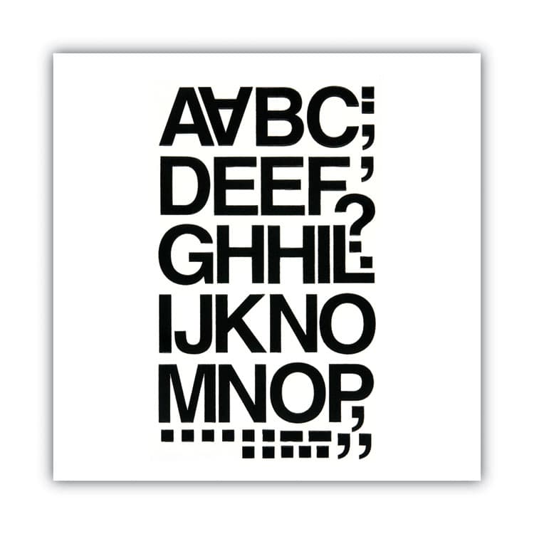CHARTPAK/PICKETT Press-On Vinyl Self-Adhesive Numbers and Uppercase Letters, 1.5" Tall, Black Characters, 37 Pieces (CHA01040) thumbnail 2