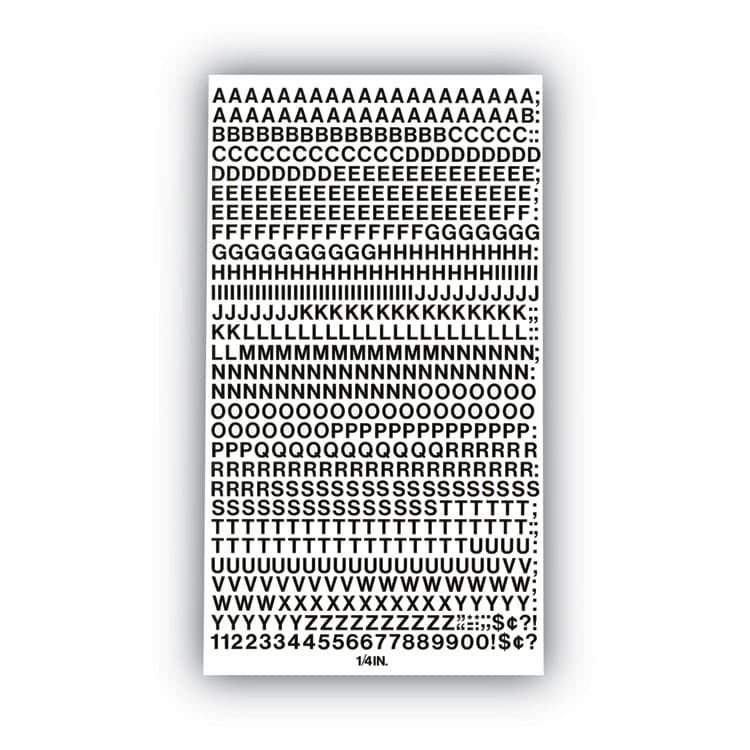 CHARTPAK/PICKETT Press-On Vinyl Self-Adhesive Numbers and Uppercase Letters, 0.25" Tall, Black Characters, 610/Pack (CHA01000) thumbnail 2