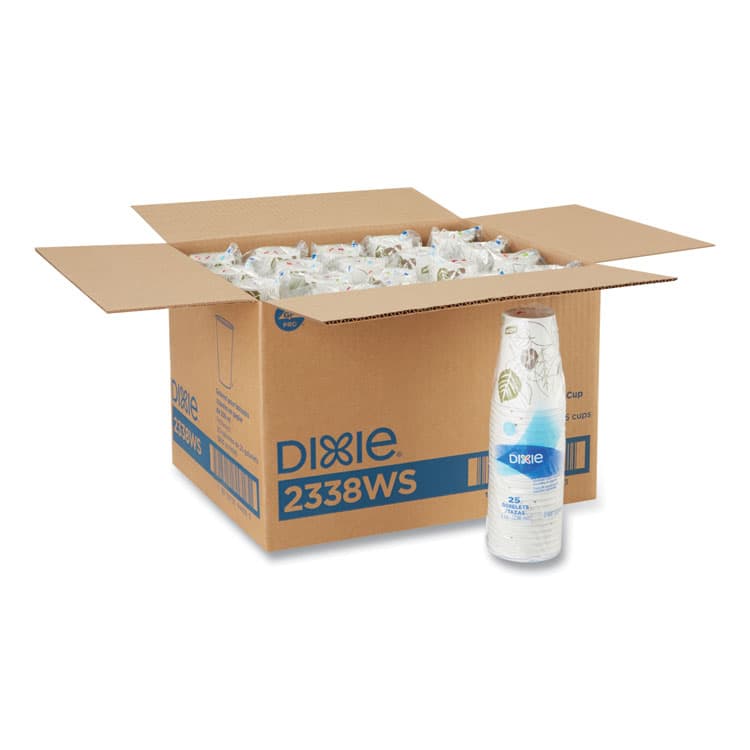 DIXIE FOOD SERVICE Pathways Paper Hot Cups, WiseSize, 8 oz, White/Brown, 25/Bag, 20 Bags/Carton (DXE2338WS) thumbnail 2