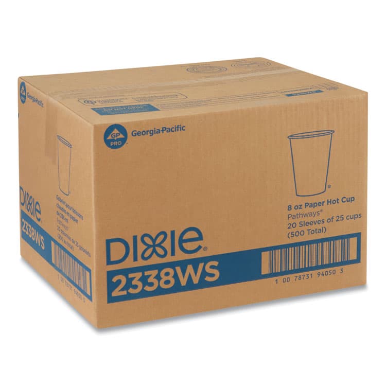 DIXIE FOOD SERVICE Pathways Paper Hot Cups, WiseSize, 8 oz, White/Brown, 25/Pack (DXE2338WSPK) thumbnail 4