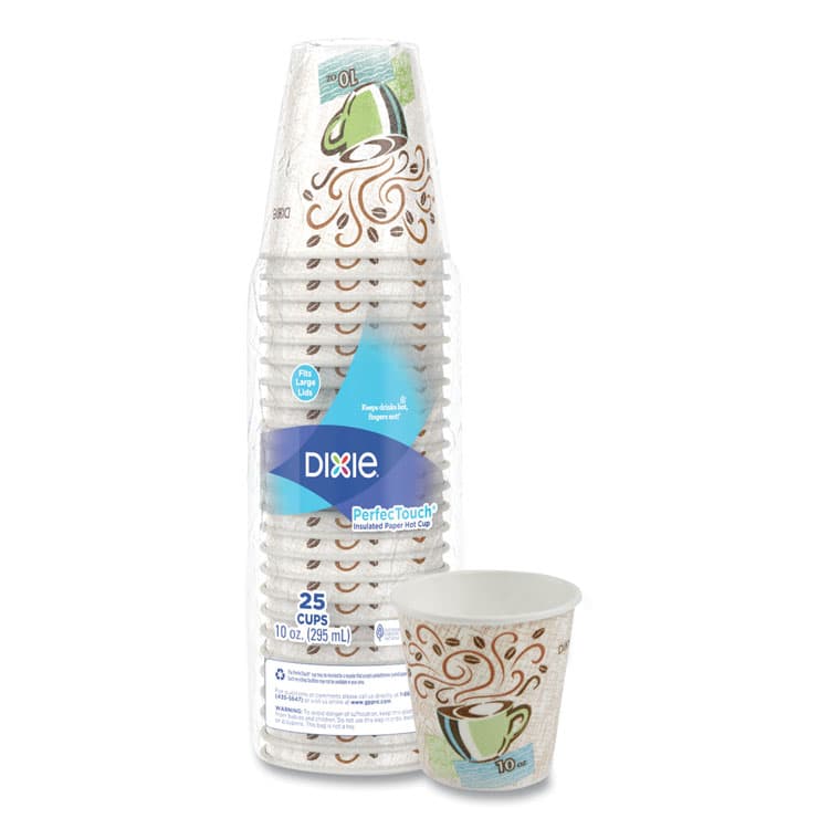 DIXIE FOOD SERVICE PerfecTouch Paper Hot Cups, 10 oz, Coffee Haze Design, 25/Pack (DXE5310DXPK)