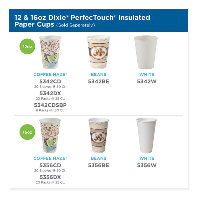 DIXIE FOOD SERVICE PerfecTouch Paper Hot Cups, 12 oz, Coffee Haze Design, 50/Pack (DXE5342CDPK) thumbnail 4