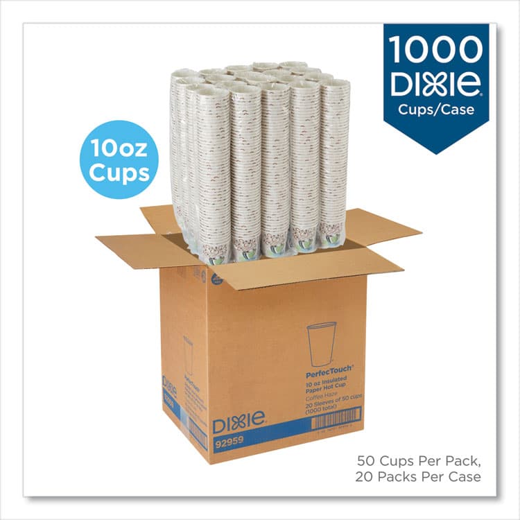 DIXIE FOOD SERVICE PerfecTouch Paper Hot Cups, 10 oz, Coffee Haze Design, 50/Sleeve, 20 Sleeves/Carton (DXE92959) thumbnail 2