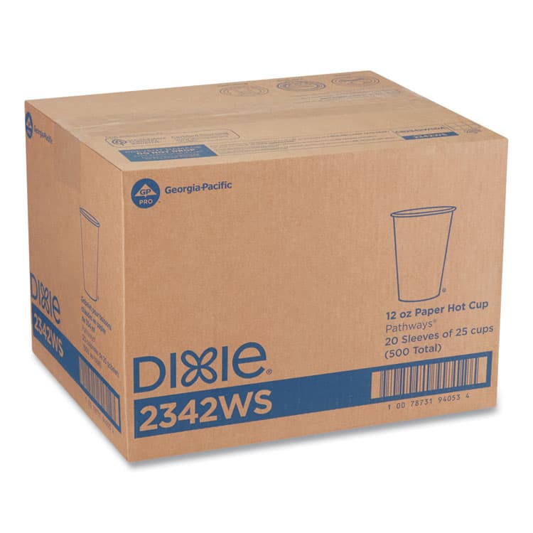 DIXIE FOOD SERVICE Pathways Paper Hot Cups, WiseSize, 12 oz, White/Brown, 25/Pack (DXE2342WSPK) thumbnail 4