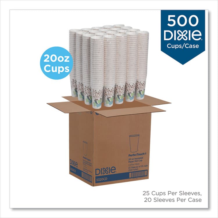 DIXIE FOOD SERVICE PerfecTouch Paper Hot Cups, 20 oz, Coffee Haze Design, 25/Sleeve, 20 Sleeves/Carton (DXE5320CD) thumbnail 2