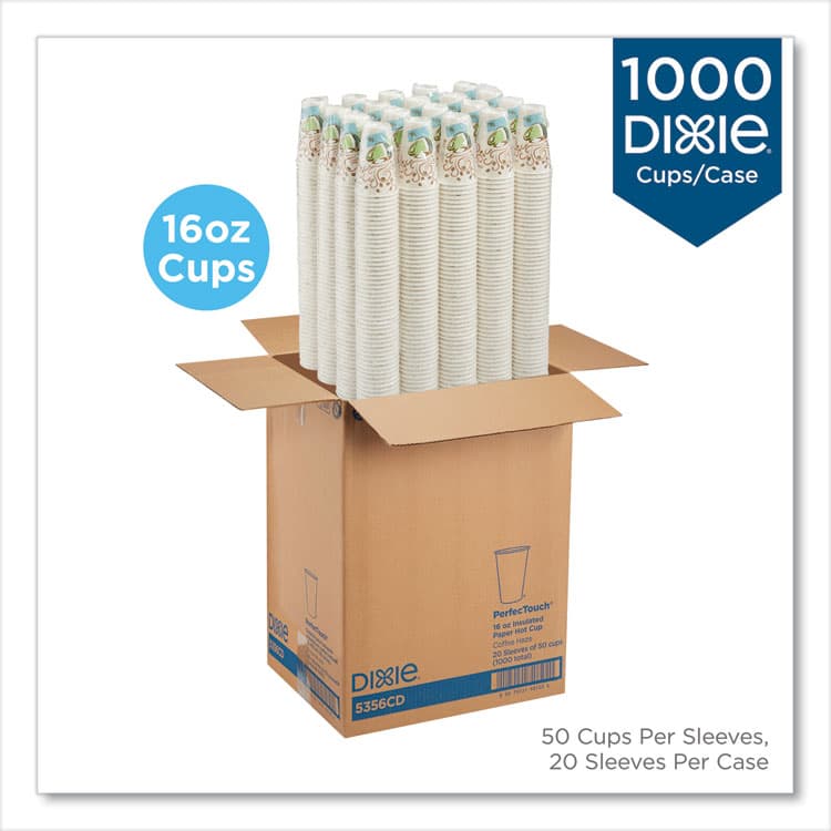 DIXIE FOOD SERVICE PerfecTouch Paper Hot Cups, 16 oz, Coffee Haze Design, 50/Sleeve, 20 Sleeves/Carton (DXE5356CDCT) thumbnail 2