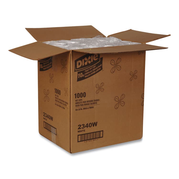DIXIE FOOD SERVICE Paper Hot Cups, 10 oz, White, 50/Sleeve, 20 Sleeves/Carton (DXE2340W) thumbnail 4