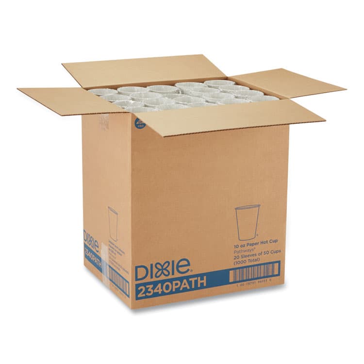 DIXIE FOOD SERVICE Pathways Paper Hot Cups, 10 oz, White/Brown, 50/Sleeve, 20 Sleeves/Carton (DXE2340PATH) thumbnail 4