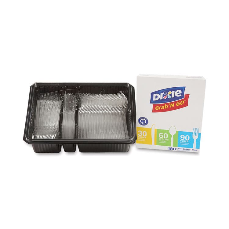 DIXIE FOOD SERVICE Combo Pack, Tray with Clear Plastic Utensils, Heavyweight, (90) Forks/(30) Knives/(60) Spoons, Plastic, Clear, 1,800/Carton (DXECH0369DX7PK) thumbnail 3