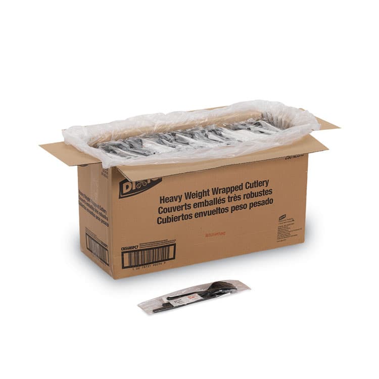 DIXIE FOOD SERVICE Wrapped Tableware/Napkin Packets, Mediumweight, Fork/Knife/Napkin/Spoon, Plastic, Black, 250/Carton (DXECH56NSPC7) thumbnail 3