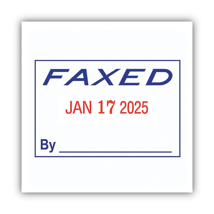 CONSOLIDATED STAMP Model S 360 Two-Color Message Dater, 1.75 x 1, "Faxed," Self-Inking, Blue/Red (COS011032) thumbnail 3