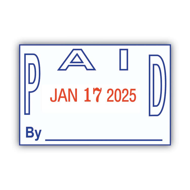 CONSOLIDATED STAMP Model S 360 Two-Color Message Dater, 1.75 x 1, "Paid," Self-Inking, Blue/Red (COS011033) thumbnail 3