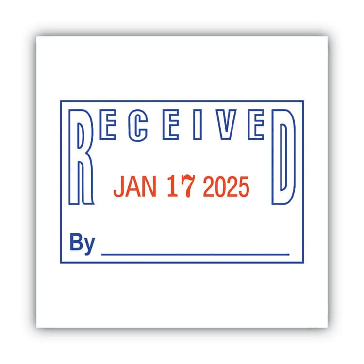 CONSOLIDATED STAMP Model S 360 Two-Color Message Dater, 1.75 x 1, "Received", Self-Inking, Blue/Red (COS011034) thumbnail 2