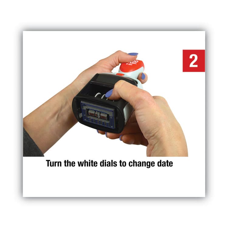 CONSOLIDATED STAMP Model S 360 Two-Color Message Dater, 1.75 x 1, "Received", Self-Inking, Blue/Red (COS011034) thumbnail 4