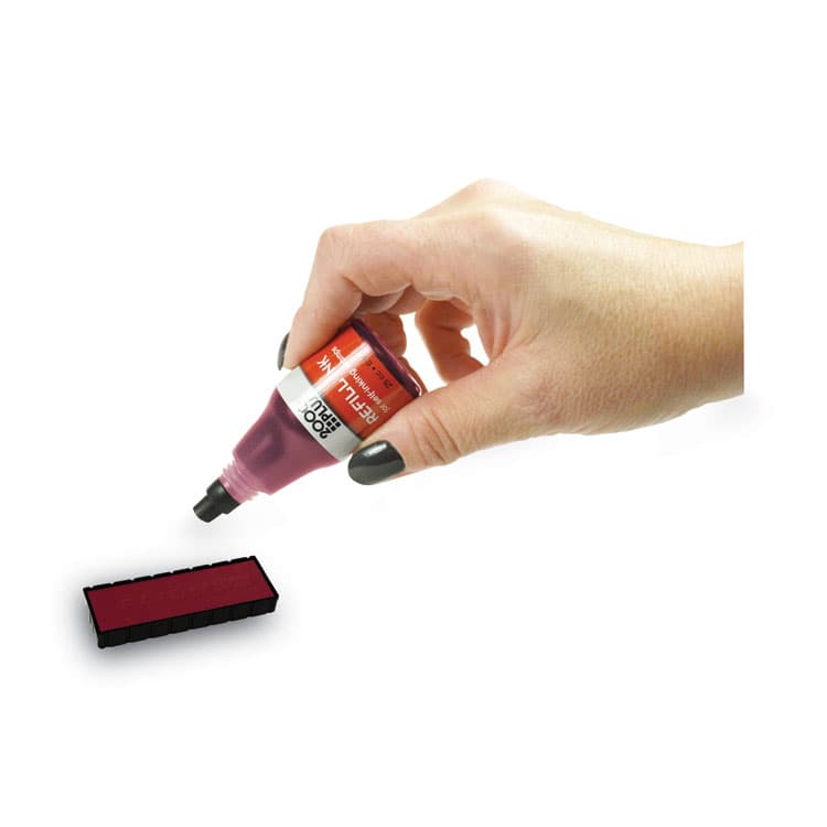 CONSOLIDATED STAMP Self-Inking Refill Ink, 0.9 oz. Bottle, Red (COS032960) thumbnail 3