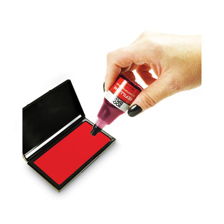 CONSOLIDATED STAMP Self-Inking Refill Ink, 0.9 oz. Bottle, Red (COS032960) thumbnail 4