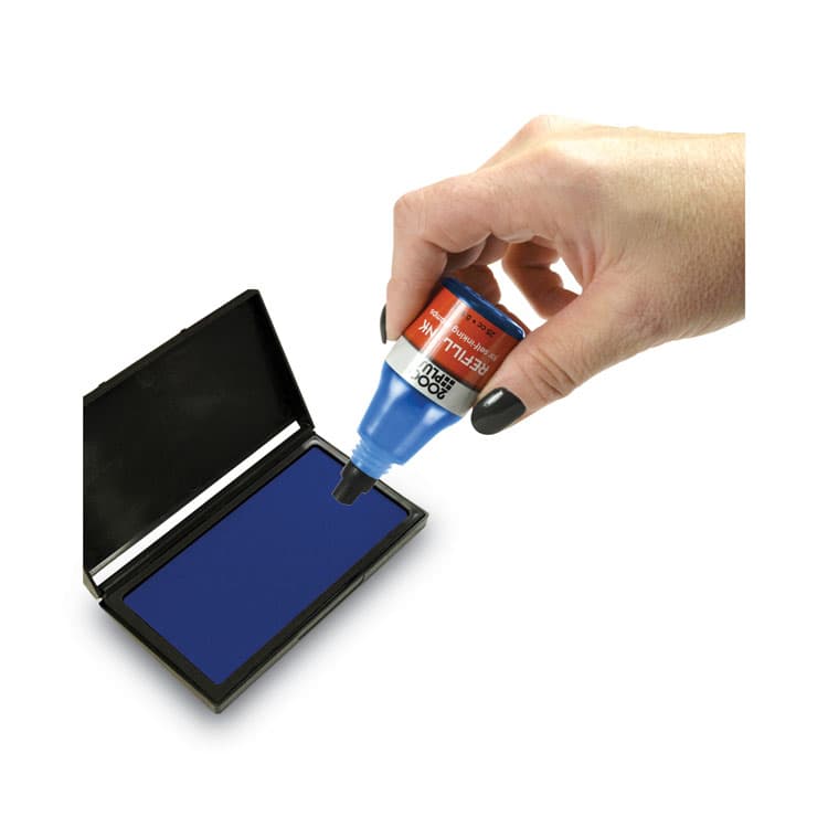 CONSOLIDATED STAMP Self-Inking Refill Ink, 0.9 oz. Bottle, Blue (COS032961) thumbnail 3