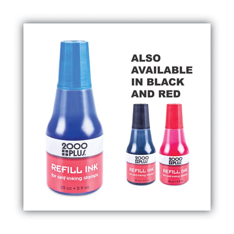 CONSOLIDATED STAMP Self-Inking Refill Ink, 0.9 oz. Bottle, Blue (COS032961) thumbnail 4