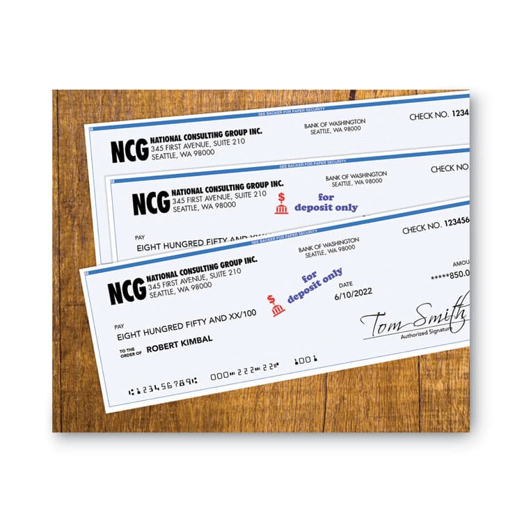 CONSOLIDATED STAMP Pre-Inked Shutter Stamp, Red/Blue, FOR DEPOSIT ONLY, 1.63 x 0.5 (COS035523) thumbnail 4