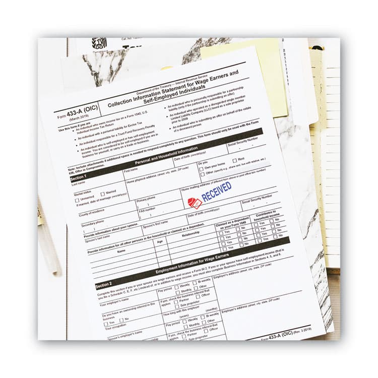 CONSOLIDATED STAMP Pre-Inked Shutter Stamp, Red/Blue, RECEIVED, 1.63 x 0.5 (COS035537) thumbnail 4