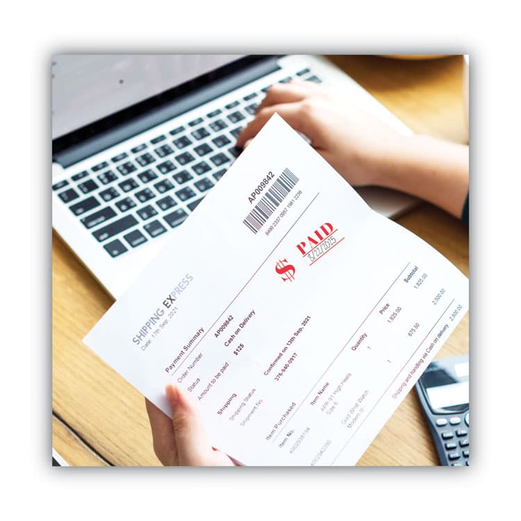 CONSOLIDATED STAMP Pre-Inked Shutter Stamp, Red, PAID, 1.63 x 0.5 (COS035578) thumbnail 4