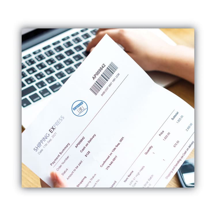 CONSOLIDATED STAMP Pre-Inked Round Stamp, ENTERED, 0.63" dia, Blue (COS035656) thumbnail 4