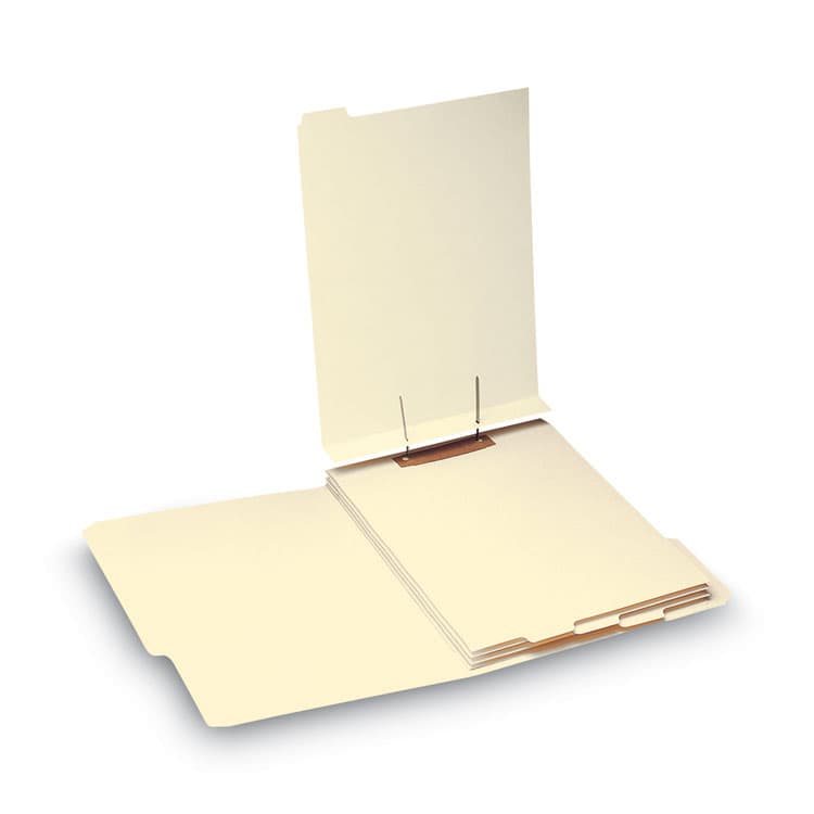 SMEAD MANUFACTURING CO. Stackable Folder Dividers with Fasteners, End Tab: 1/5-Cut, 1 Fastener, Letter Size, Manila, 4 Dividers/Set, 50 Sets/Pack (SMD35600)