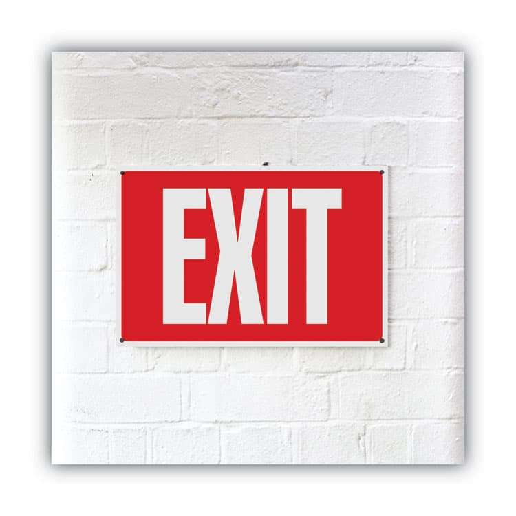 CONSOLIDATED STAMP Glow-in-the-Dark Safety Sign, Exit, 12 x 8, Red (COS098052) thumbnail 2