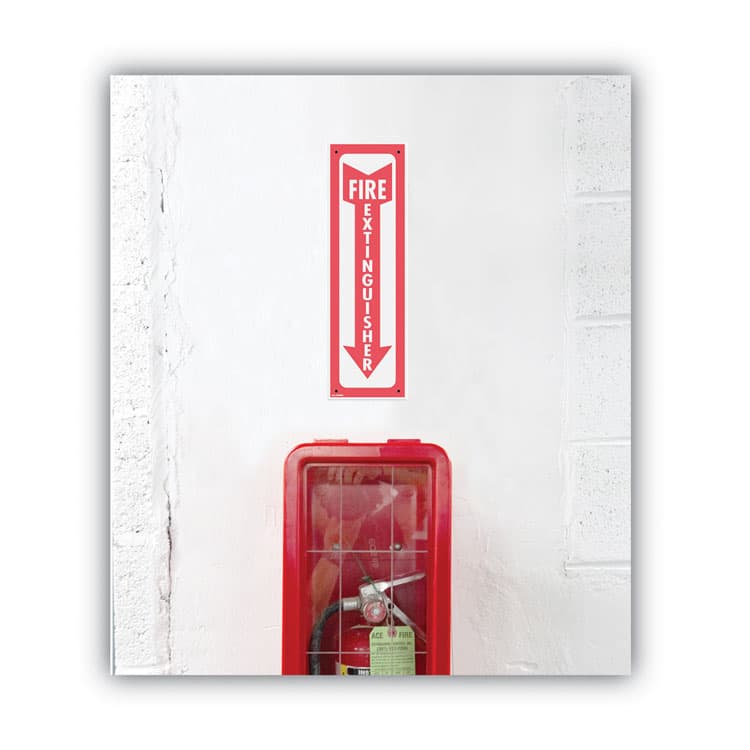 CONSOLIDATED STAMP Glow-In-The-Dark Safety Sign, Fire Extinguisher, 4 x 13, Red (COS098063) thumbnail 4