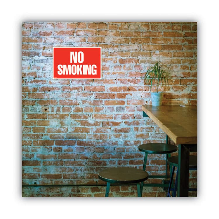 CONSOLIDATED STAMP Two-Sided Signs, No Smoking/No Fumar, 8 x 12, Red (COS098068) thumbnail 4