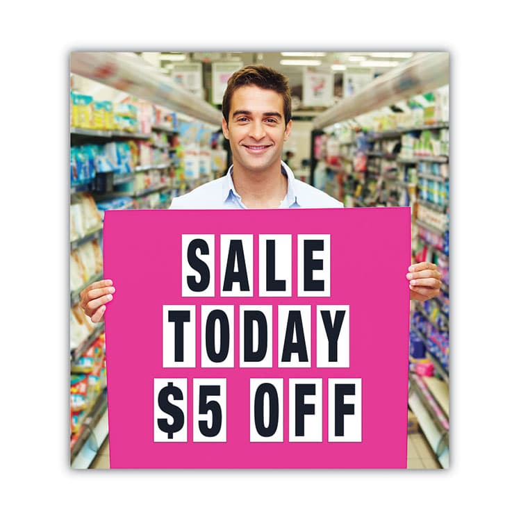 CONSOLIDATED STAMP Peel-and-Stick Letters, Numbers and Symbols, 3" Tall, Black Characters, White Background, 80 Pieces (COS098132) thumbnail 4